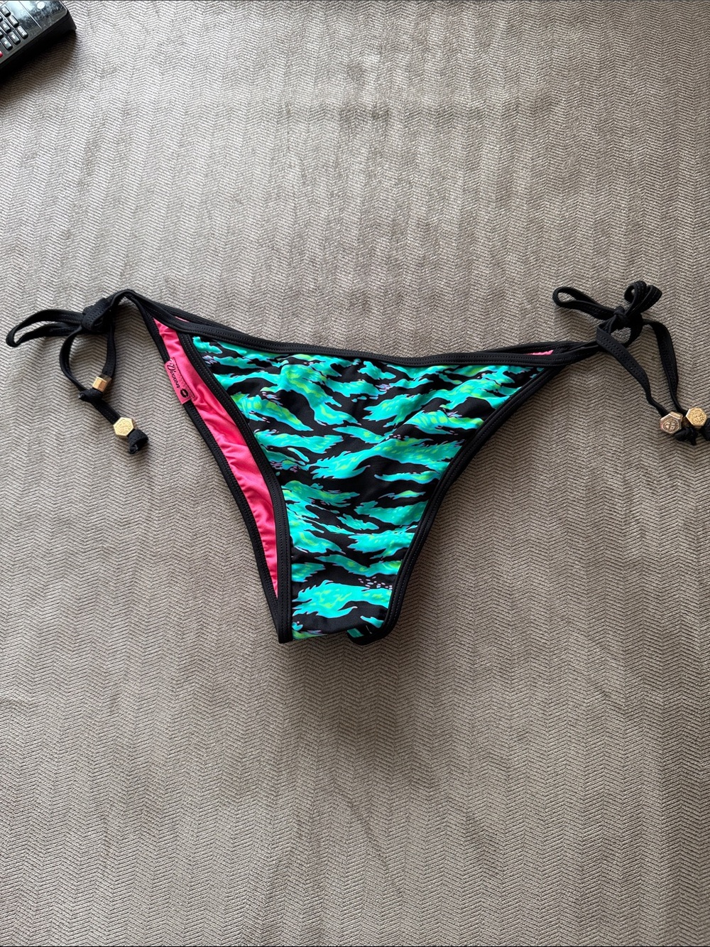 DIXXON Teal & Black Tie-Side Bikini Bottom